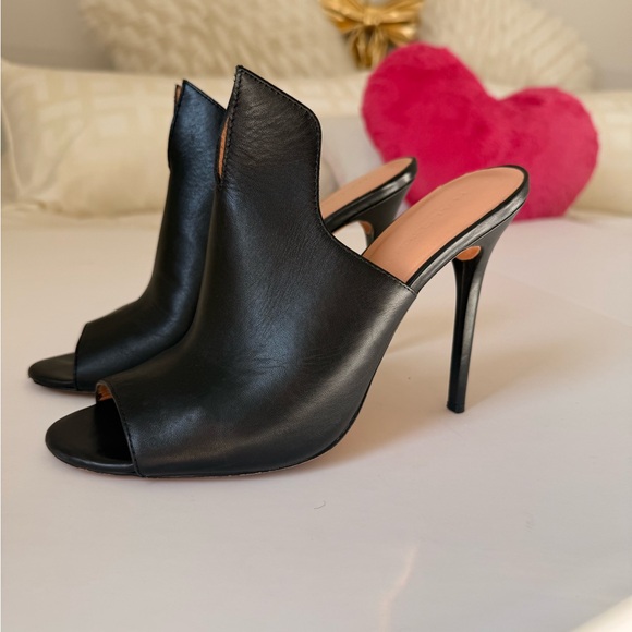 Halston Heritage Shoes - Halston Heritage black, leather peep, toe mules
